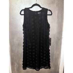 Karl Lagerfeld Black Floral Appliqué Romantic Romcom Casual Cocktail Dress